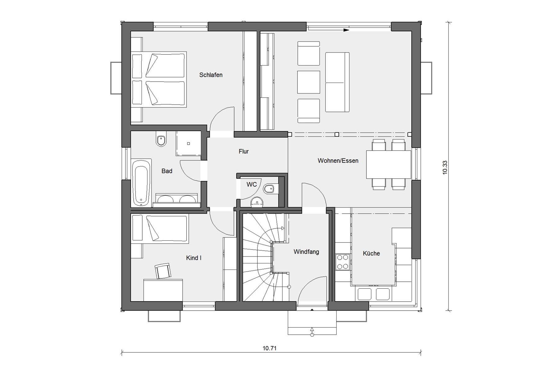 Erdgeschoss Grundriss Mehrgenerationen-Fertighaus M 15-180.2