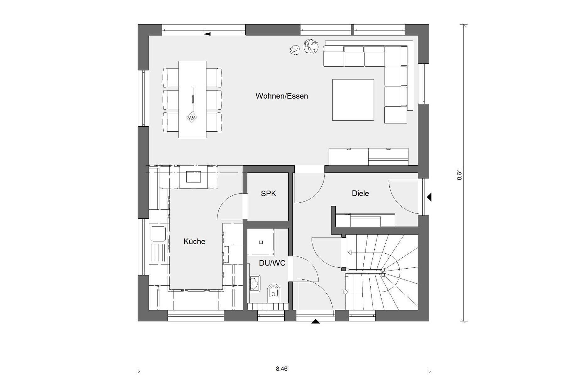 Erdgeschoss Grundriss Einfamilienhaus Architektur im Bauhausstil E 20-119.1