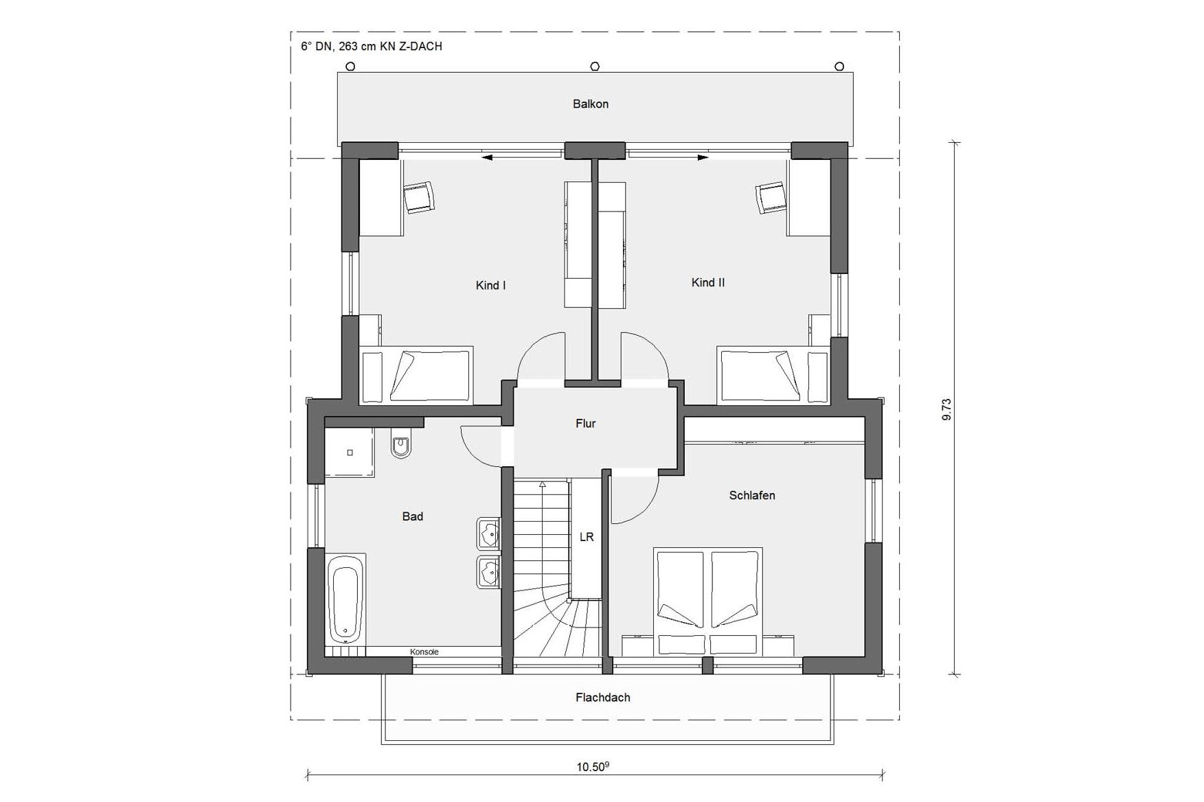 Pianta soffitta casa moderna unifamiliare 