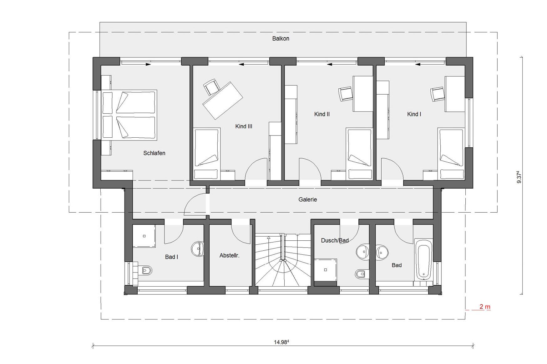 Floor plan attic E 15-217.1 prefabricated house with 200sqm