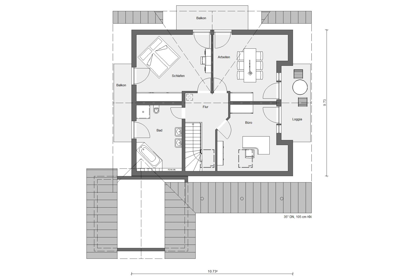 Grundriss Dachgeschoss mit Loggia