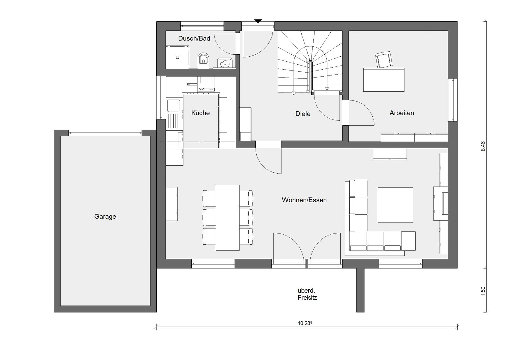 Grundriss Erdgeschoss E 20-144.6 Moderner Bauhausstil