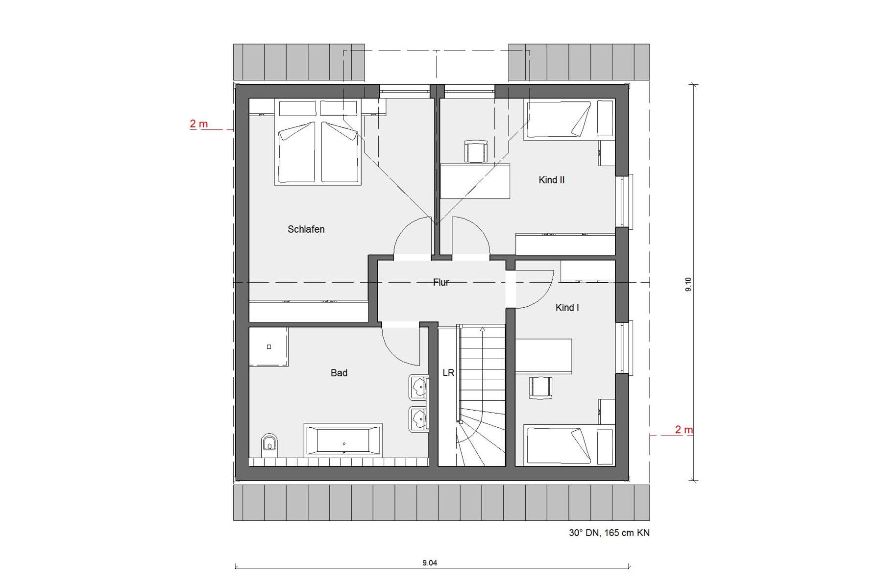 Grundriss Dachgeschoss D 15-134.1 Doppelhaus im Schwedenstil 