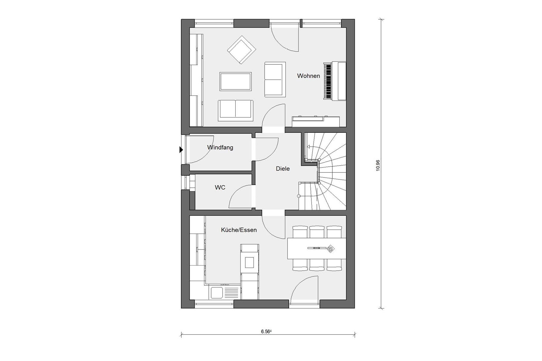 Plan d'étage rez-de-chaussée E 20-116.1 maison de chaîne