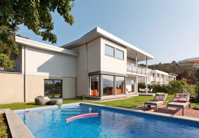 Prefabricated house on a hillside