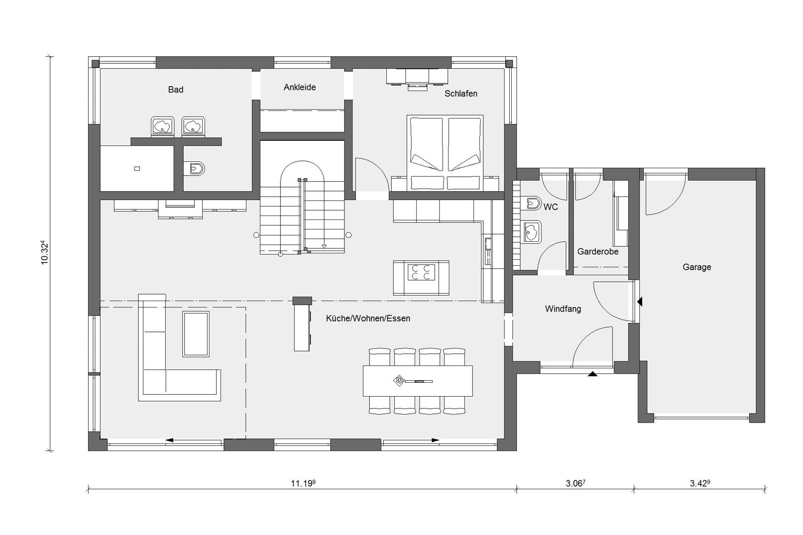 Grundriss Erdgeschoss Helles Haus