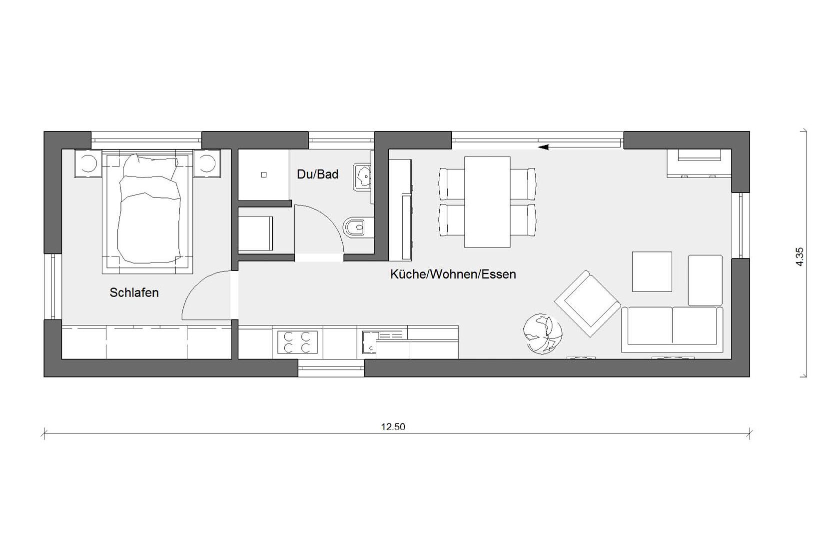 Plan d'étage rez-de-chaussée des maisons de vacances sur le Lac de Constance F 10-043.6