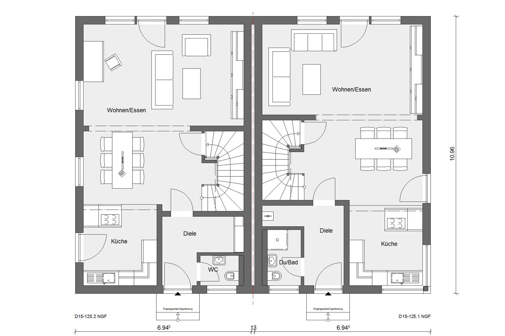 Grundriss Doppelhaus Erdgeschoss