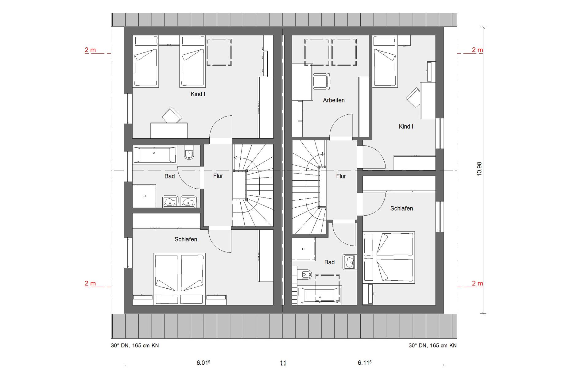 Grundriss Doppelhaus Dachgeschoss