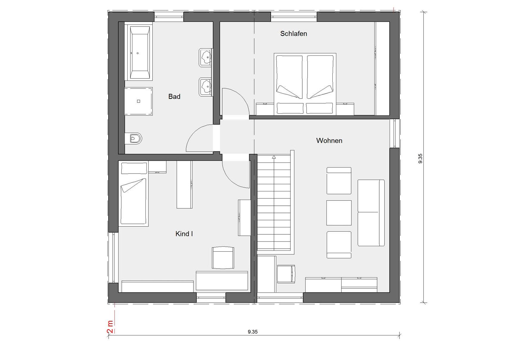 Grundriss Dachgeschoss SCHÖNER WOHNEN-Haus MONO in Mannheim