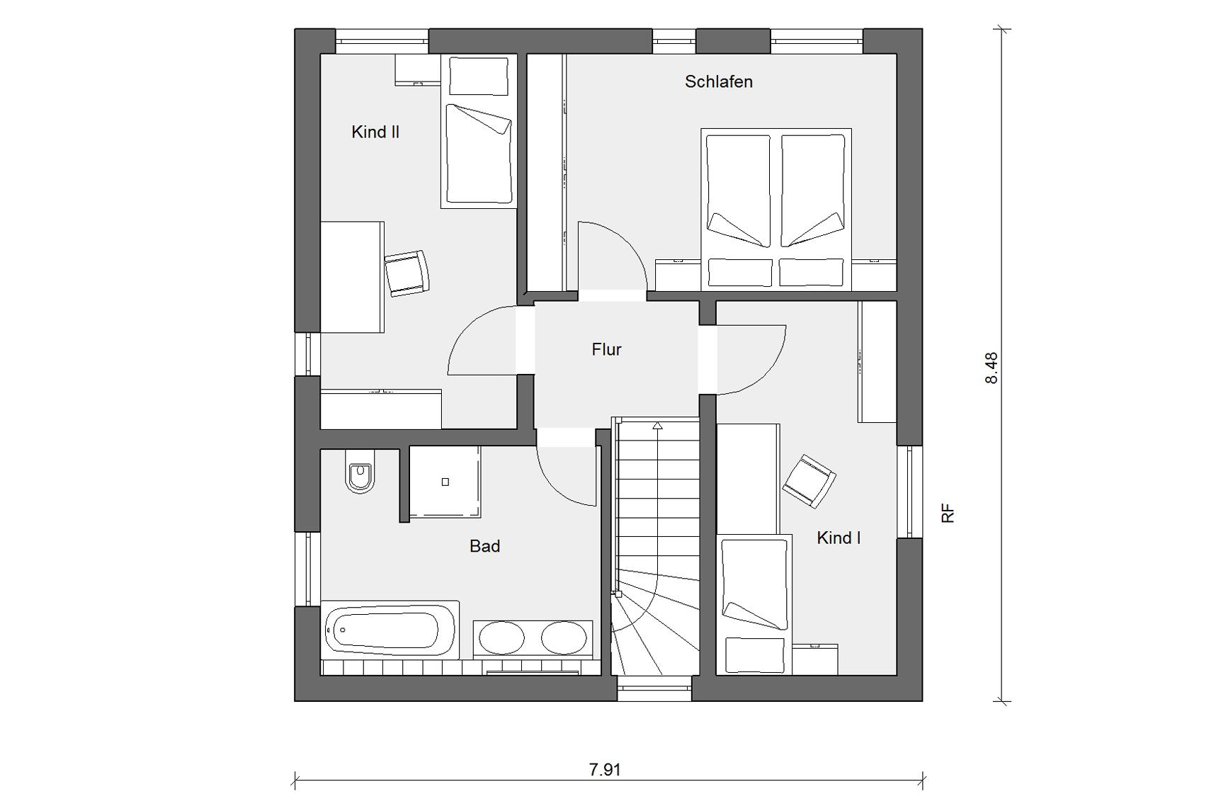 Grundriss Dachgeschoss E 20-108.4 Der Klassiker-Stadtvilla