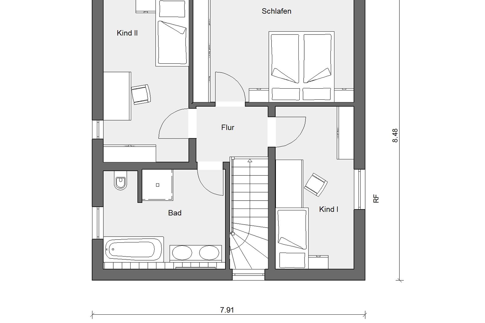 Plan d'étage grenier E 20-108.4 le classique de la villa urbaine