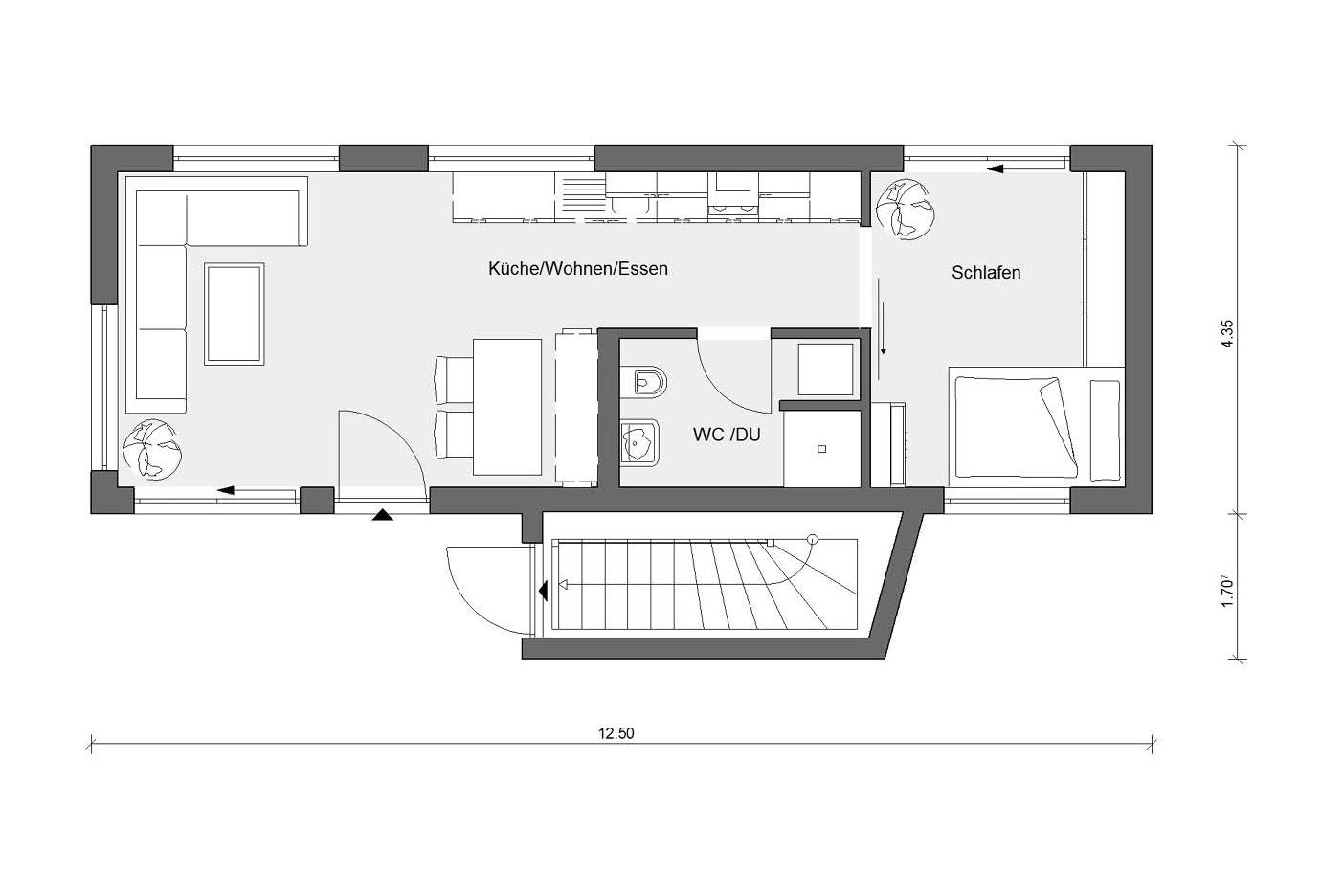 Grundriss Modulhaus Bungalow F 10-043.7