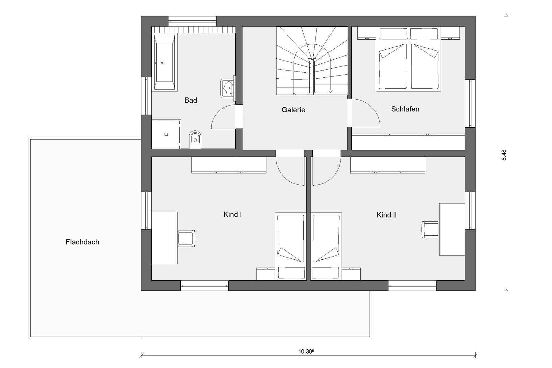 Grundriss Dachgeschoss E 20-144.6 Moderner Bauhausstil