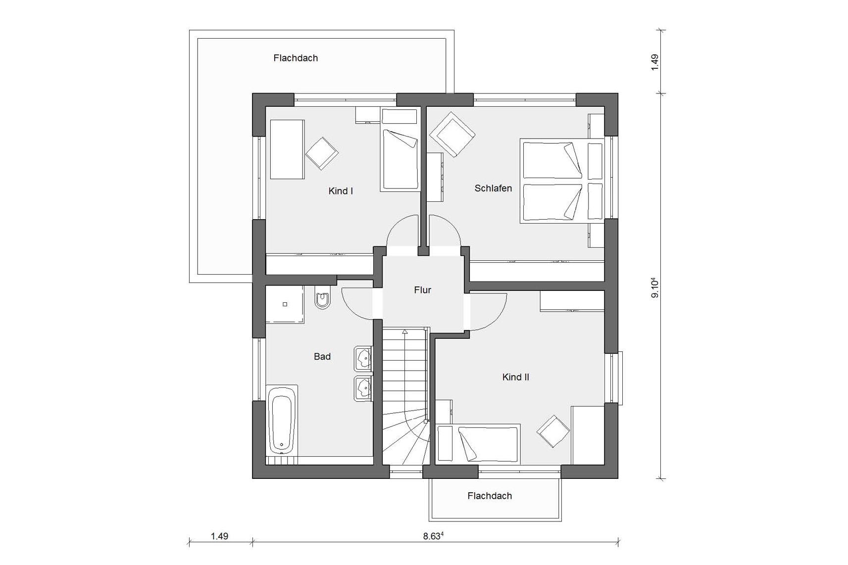 Grundriss Dachgeschoss E 20-142.4 Zweigeschossiges Haus