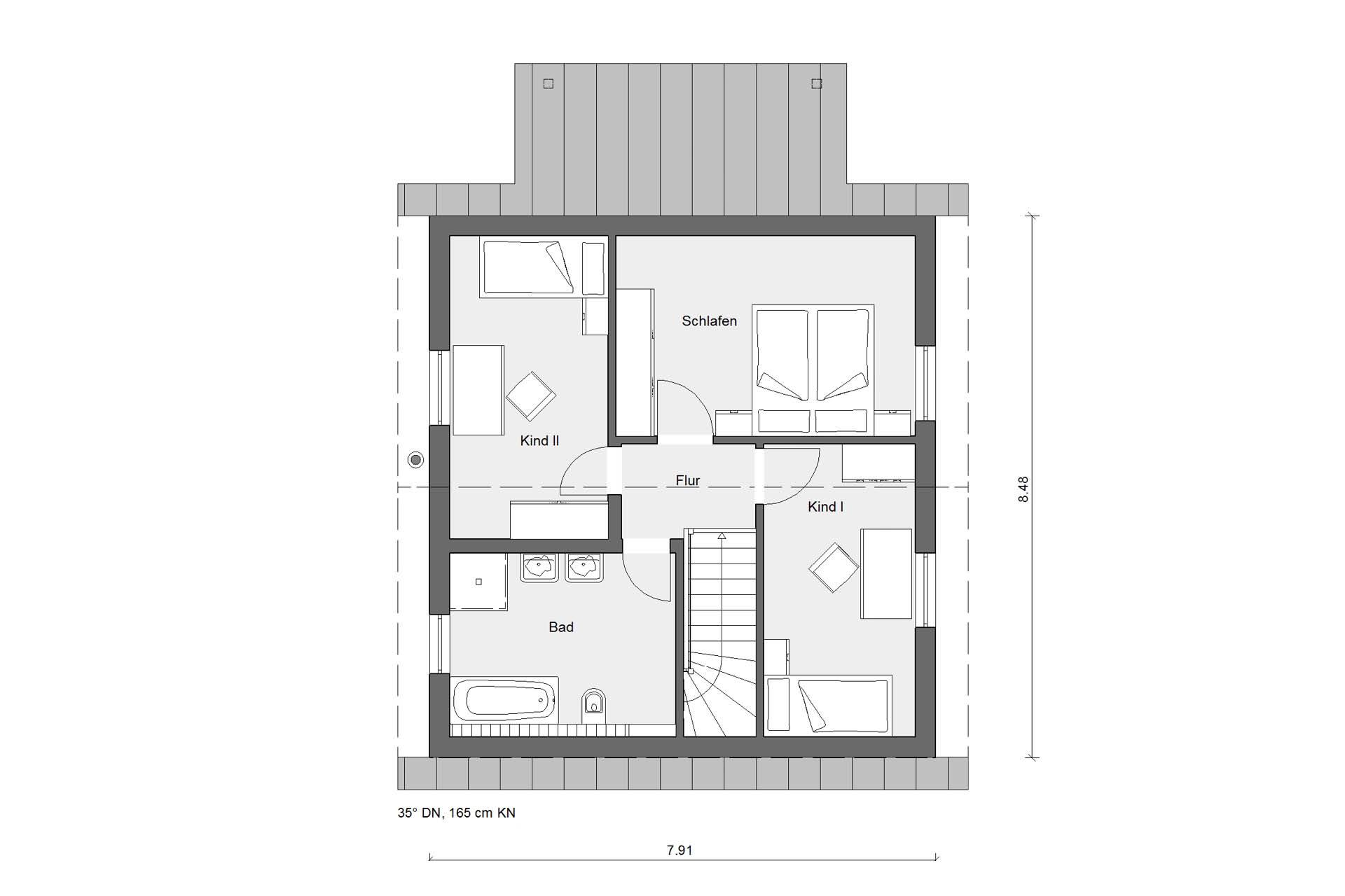Grundriss Dachgeschoss E 15-108.6 Haus mit überdachter Terrasse