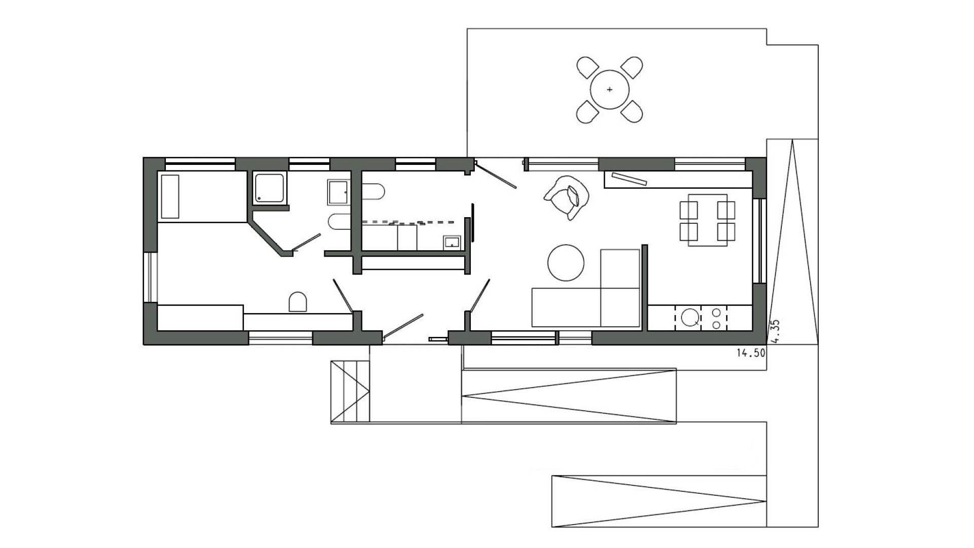 Barrier-free FlyingSpace floor plan - person is still fit