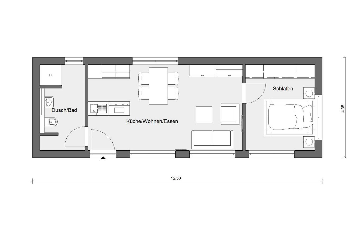 Plan d'étage mini maison avec 50m² habitables F 10-043.5