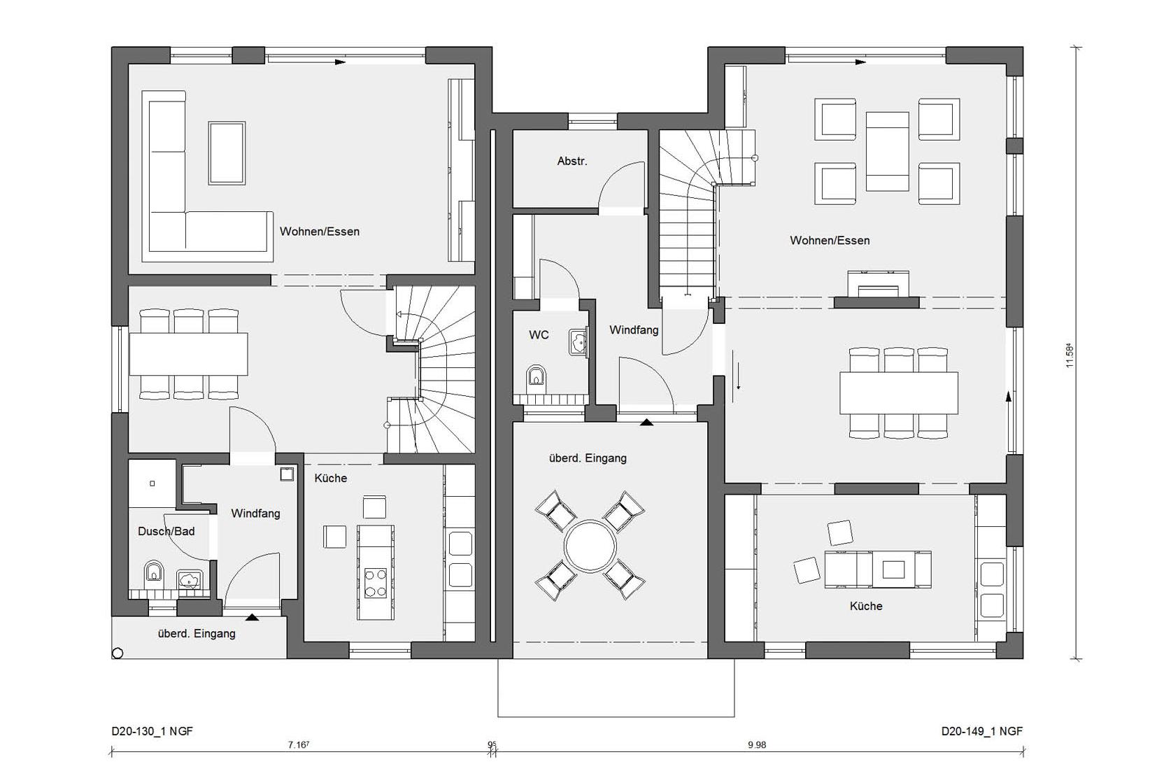 Plan d'étage rez-de-chaussée D 20-130.1/ D 20-149.1 Maison avec un toit à une pente