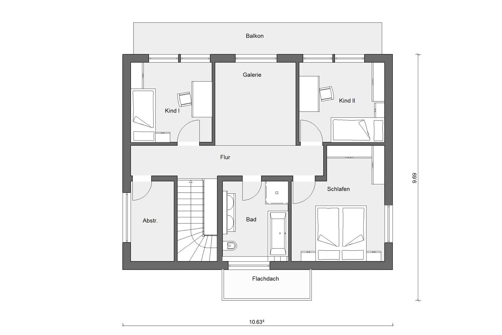 Pianta soffitta E 20-148.4 Villetta urbana con grande balcone