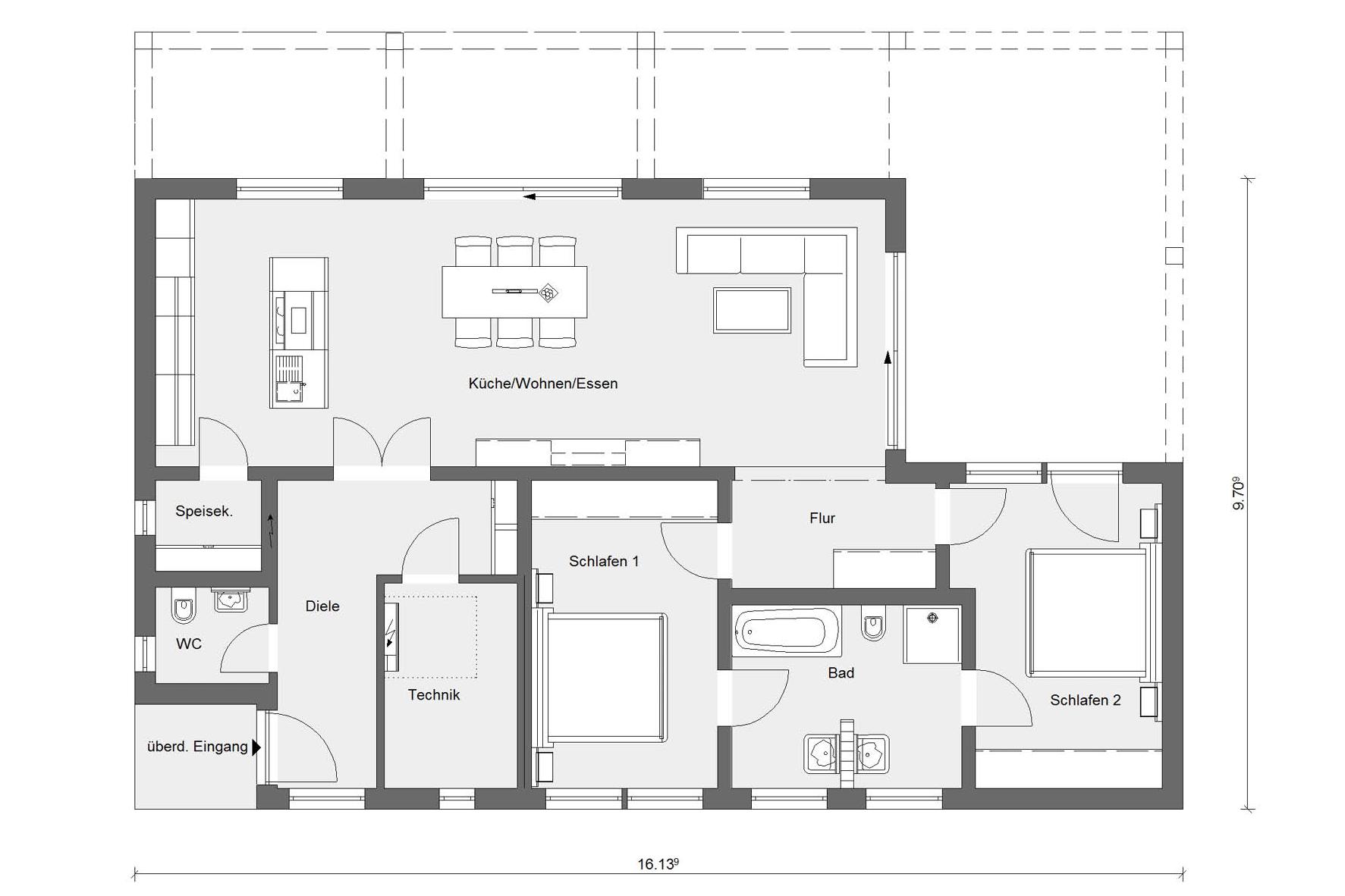 Grundriss Erdgeschoss E 10-112.1 Moderner Bungalow