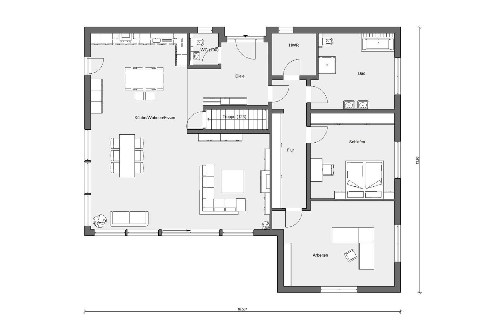 Ground floor plan E 10-173.2 Bungalow with hipped roof