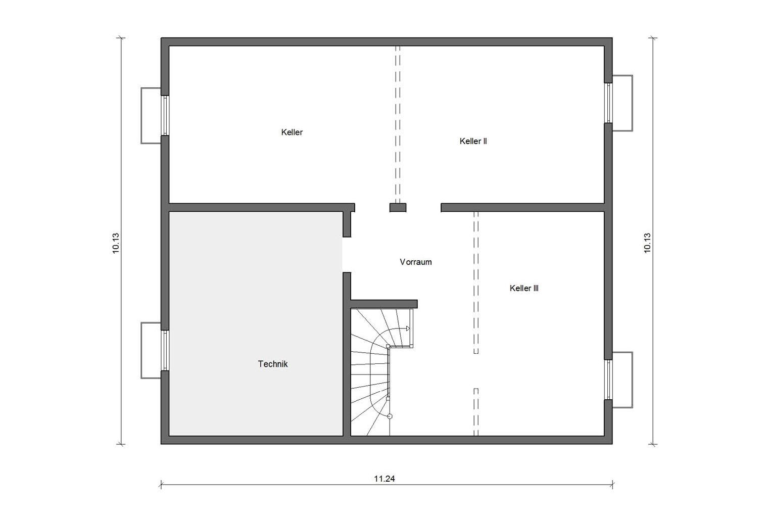 [Translate to Français:] Grundriss Kellergeschoss M 15-199.2 Zweifamilienhaus