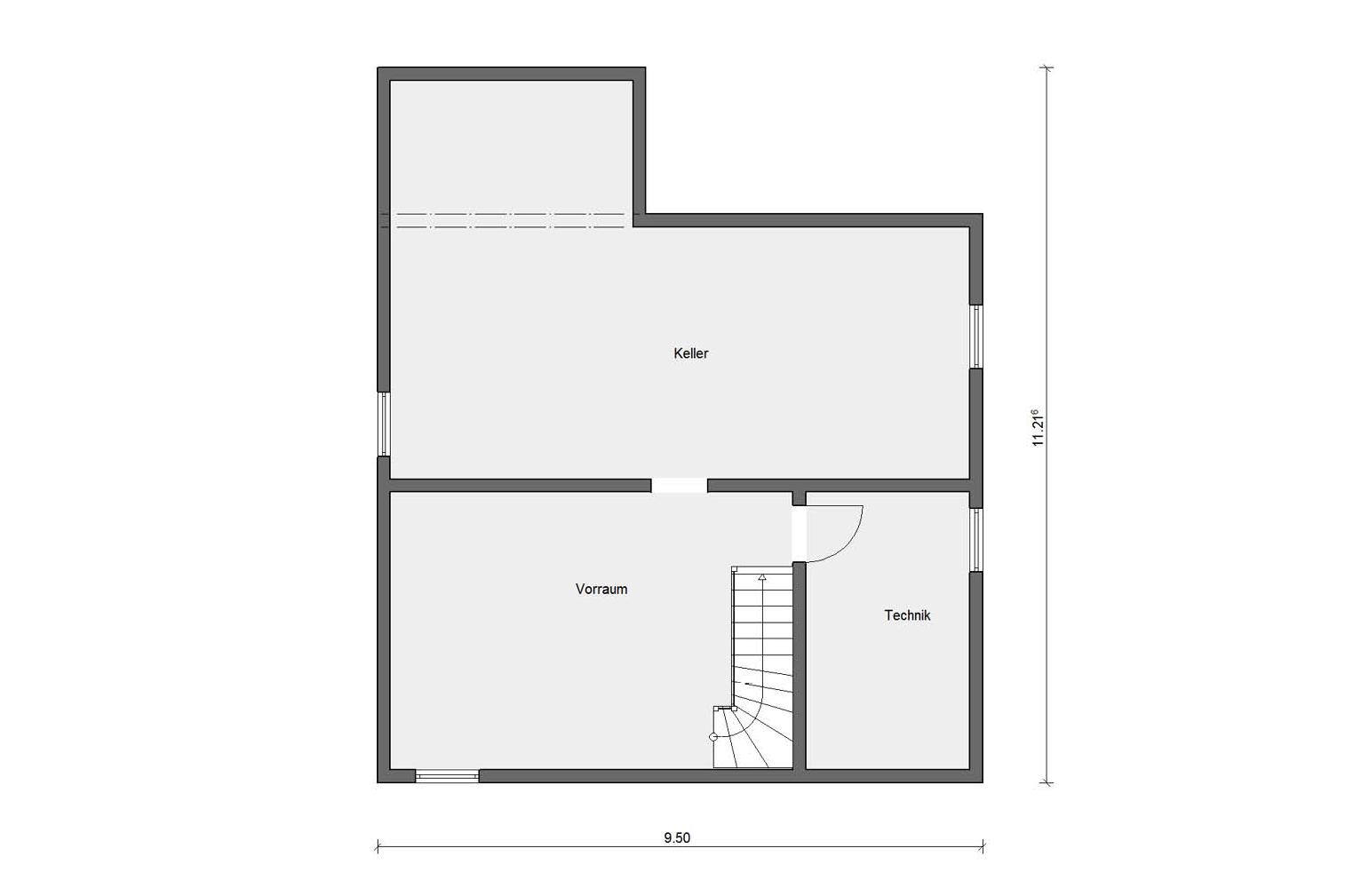 Plan d'étage cave E 15-153.1 Maison avec île de soleil