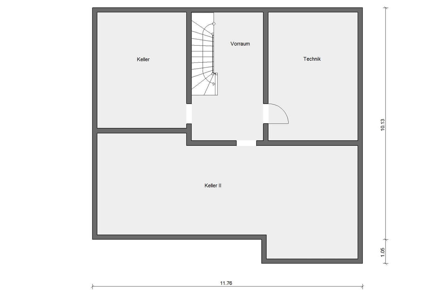 Grundriss Kellergeschoss  E 15-197.2 Fertighaus mit Klinkerfassade