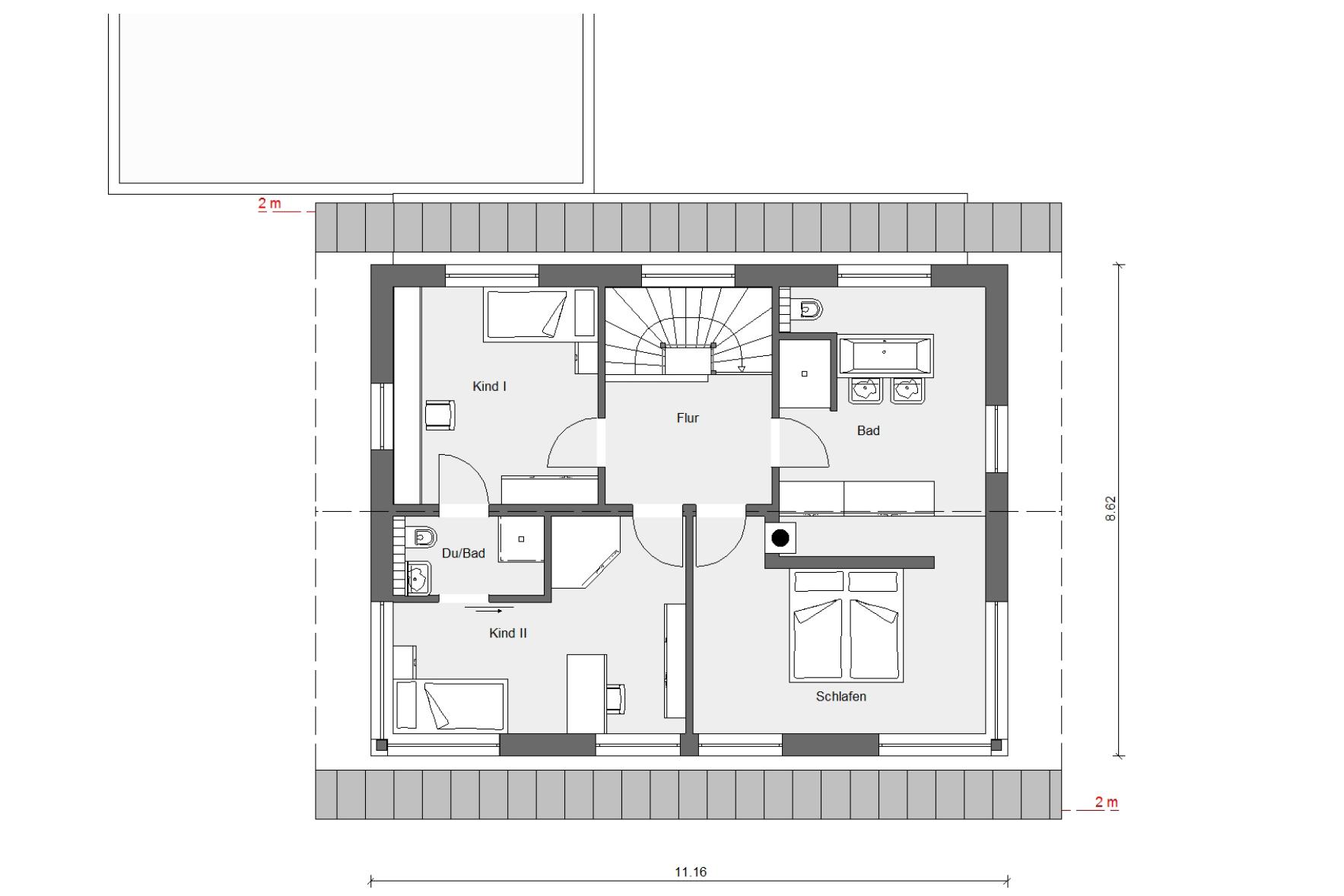 Grundriss Dachgeschoss KfW Effizienzhaus 40 Plus E 20-178.2