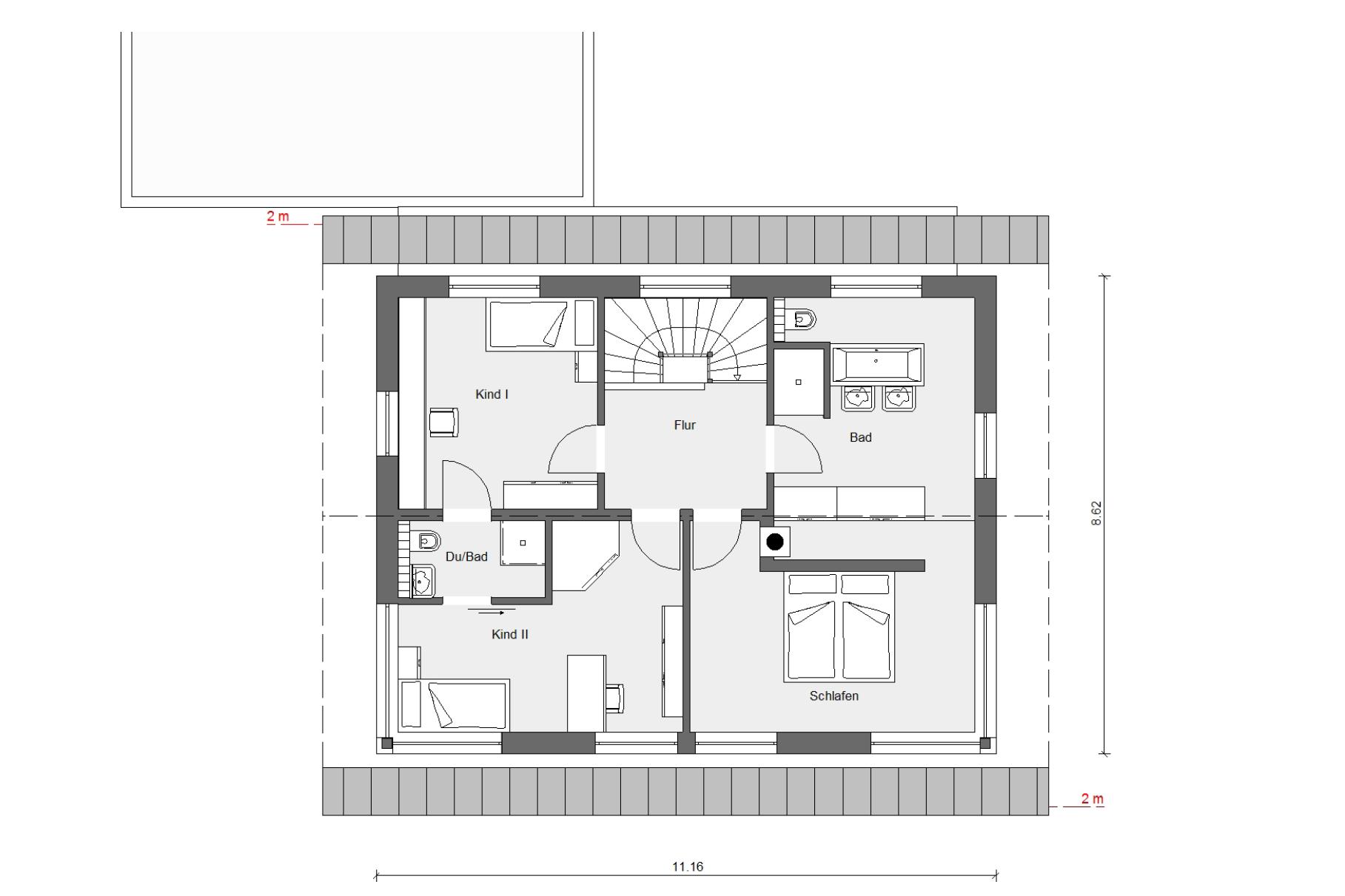 Grundriss Dachgeschoss Schwörer-Musterhaus in Günzburg