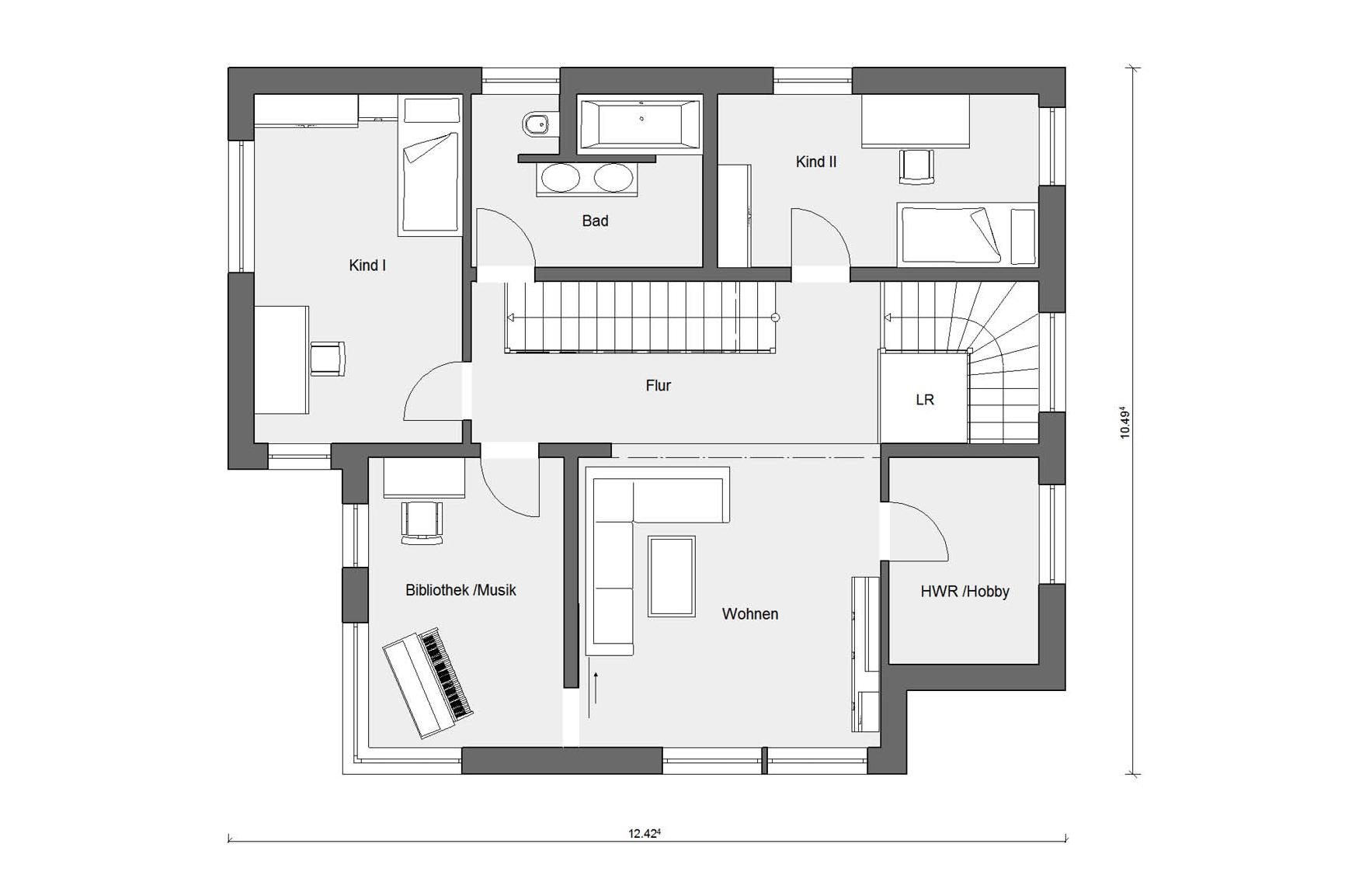 Plan d'étage du premier étage Schwörer maison modèle à Wuppertal