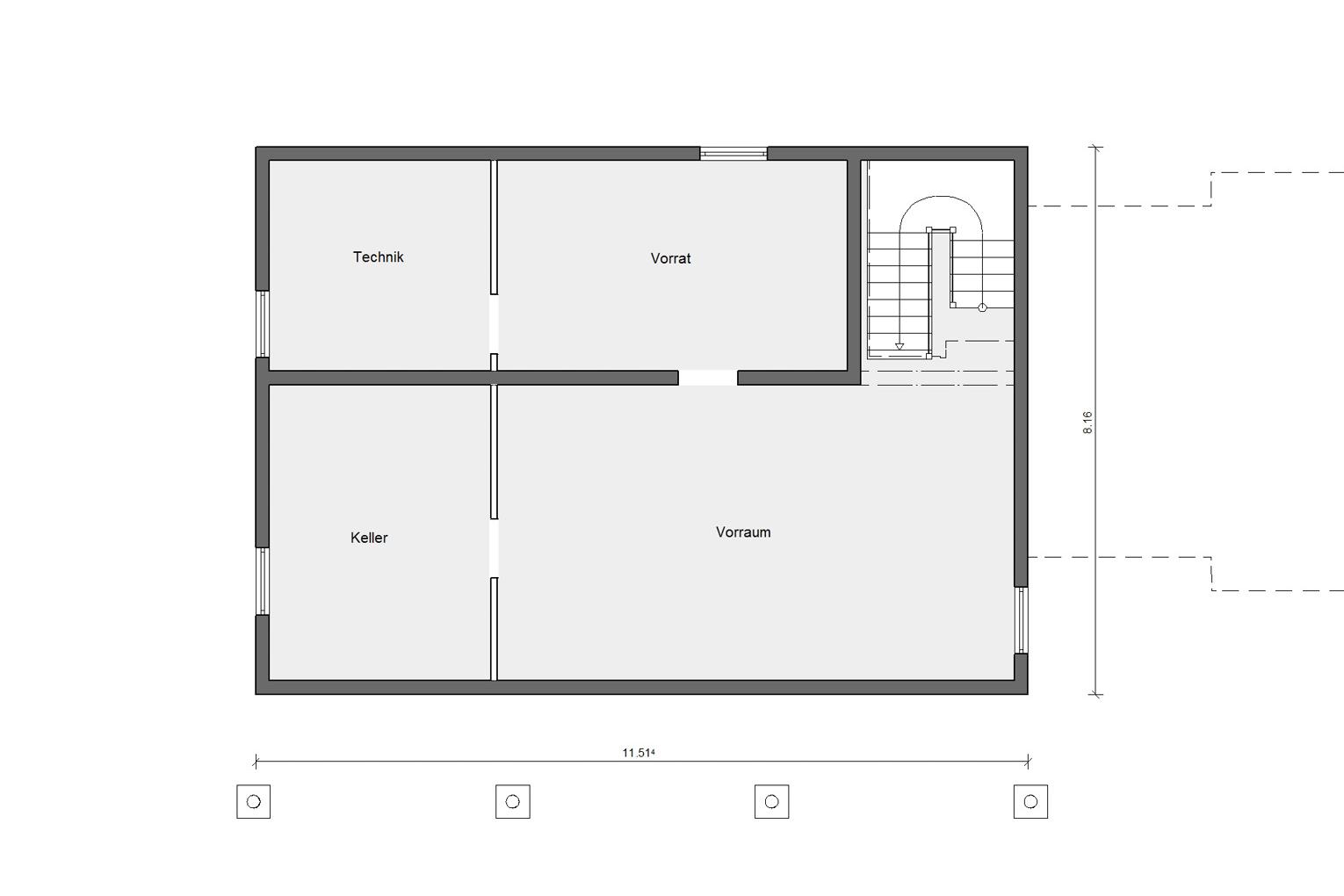 Grundriss Kellergeschoss - Haus mit moderner Architektur