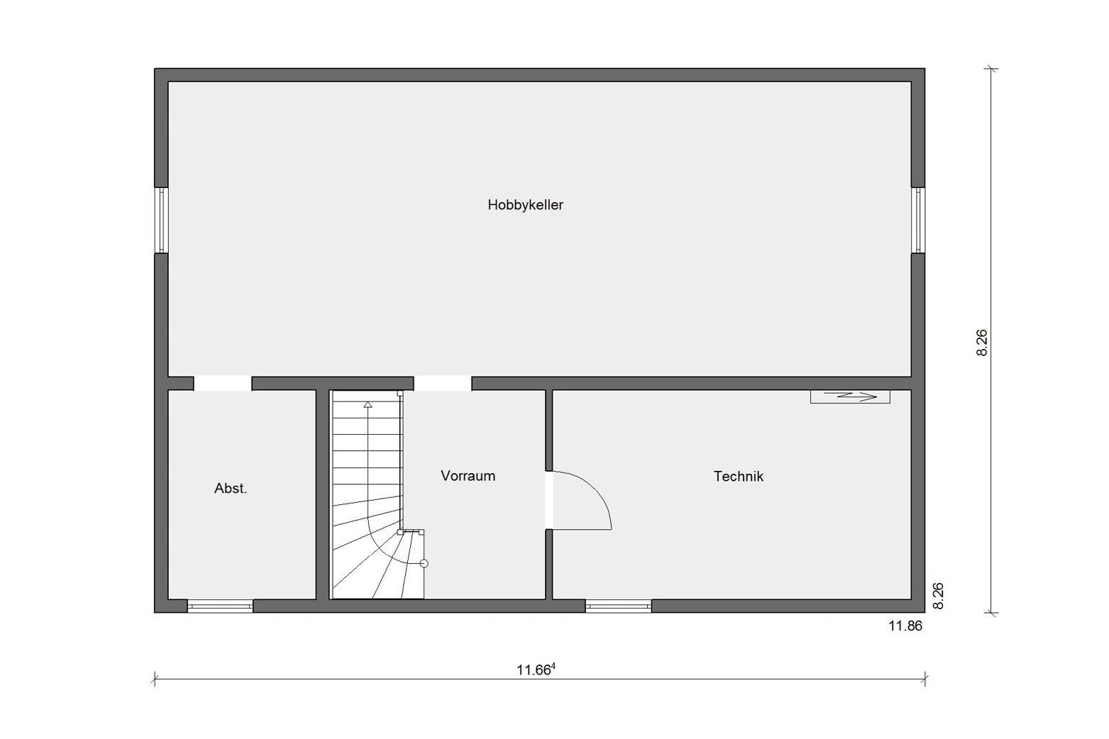 Plano del sótano E 20-165.4 casa prefabricada moderna