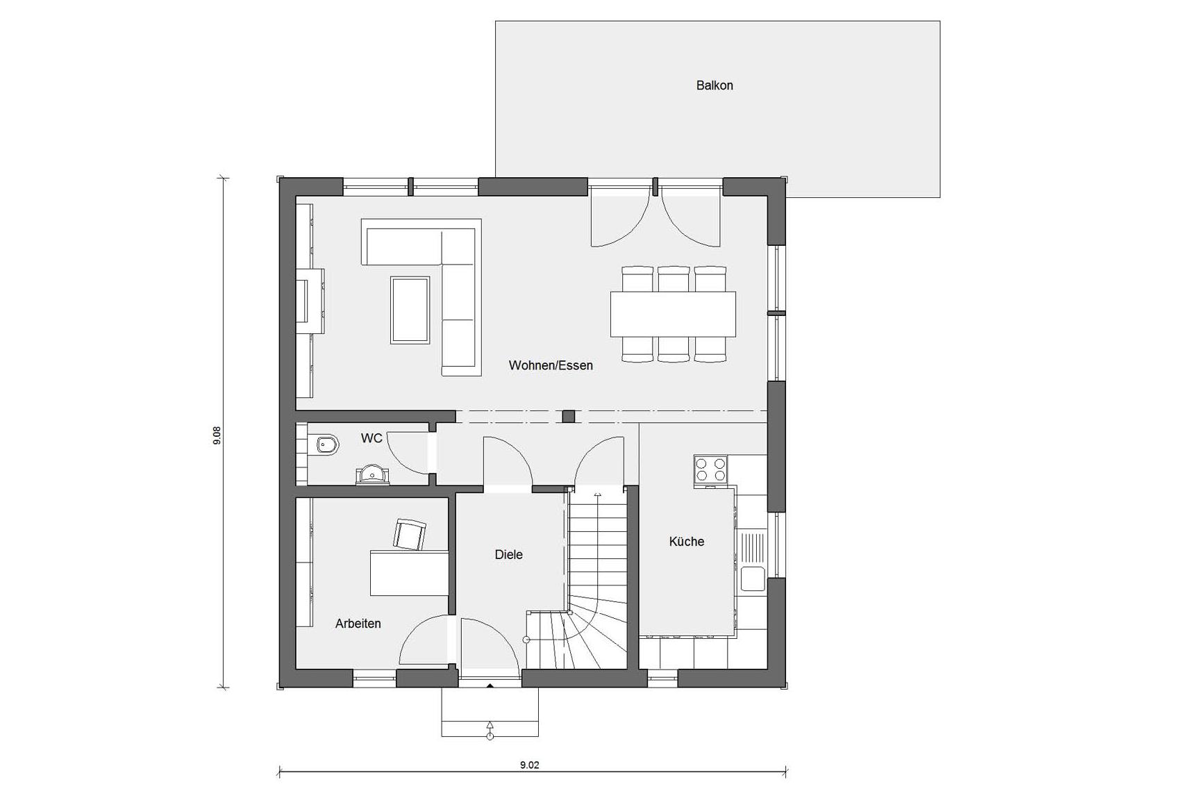 Plan d'étage rez-de-chaussée D 15-134.1 Maison jumelée dans le style suédois