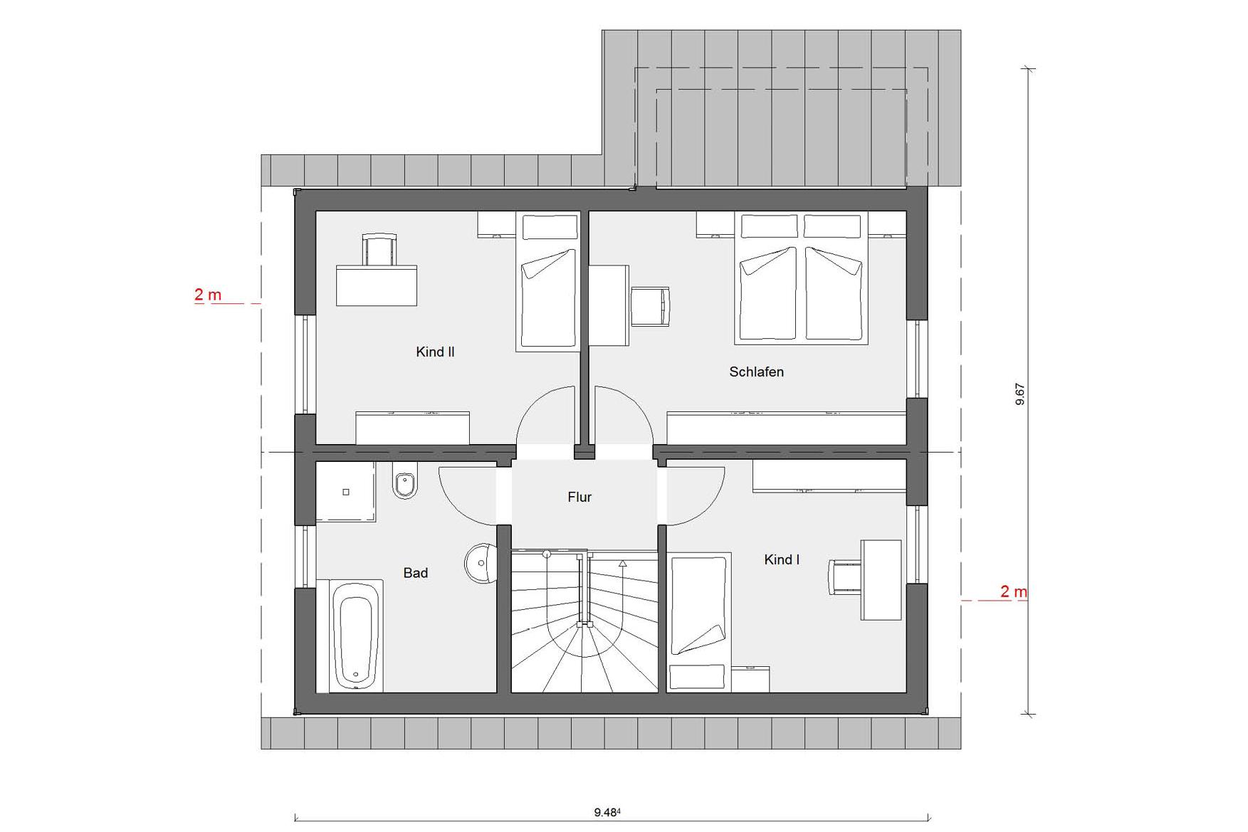 Plan d'étage grenier E 15-127.10 Maison avec encorbellement