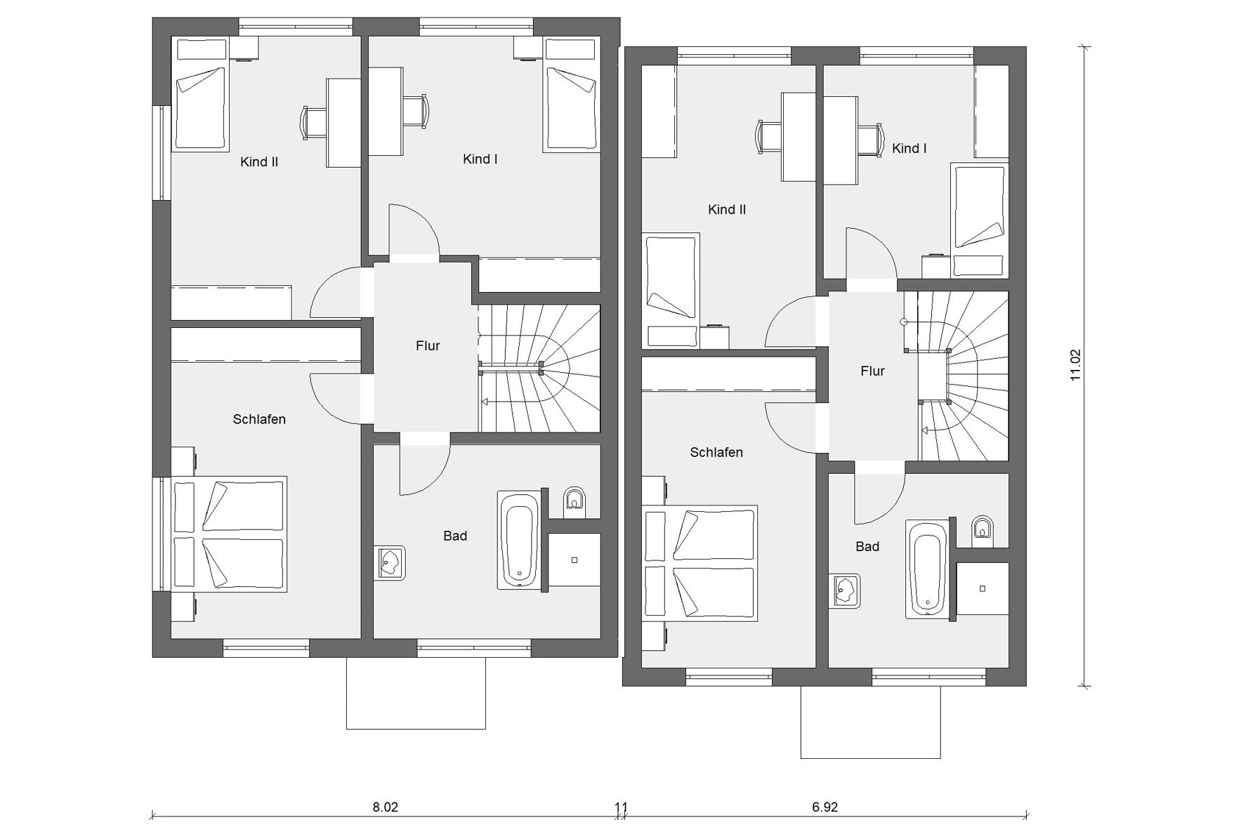 Grundriss Bauhausstil Doppelhaus