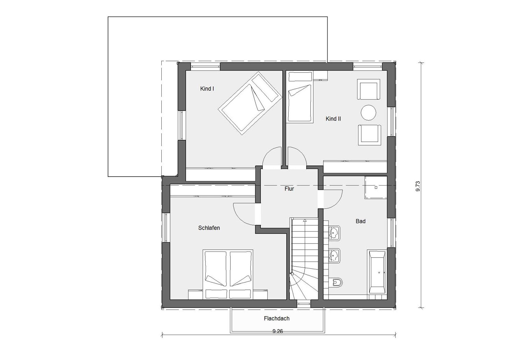 Pianta soffitta E 15-143.5 Casa con facciata in legno