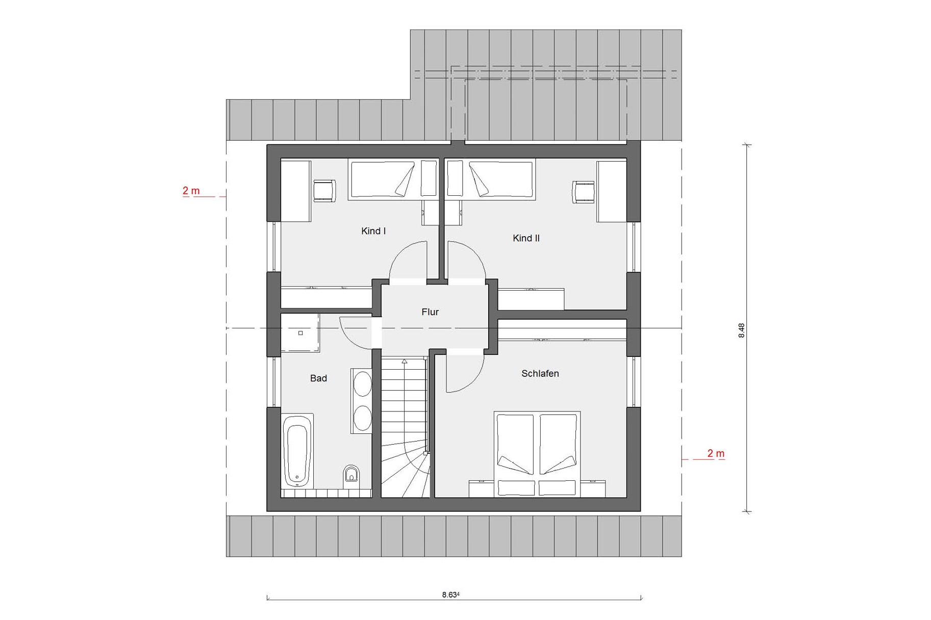 Dachgeschoss Grundriss E 15-126.7 Attraktive Architektur