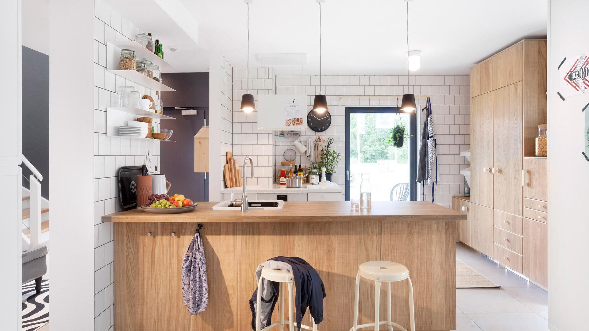 Kitchen with wooden furniture by ikea