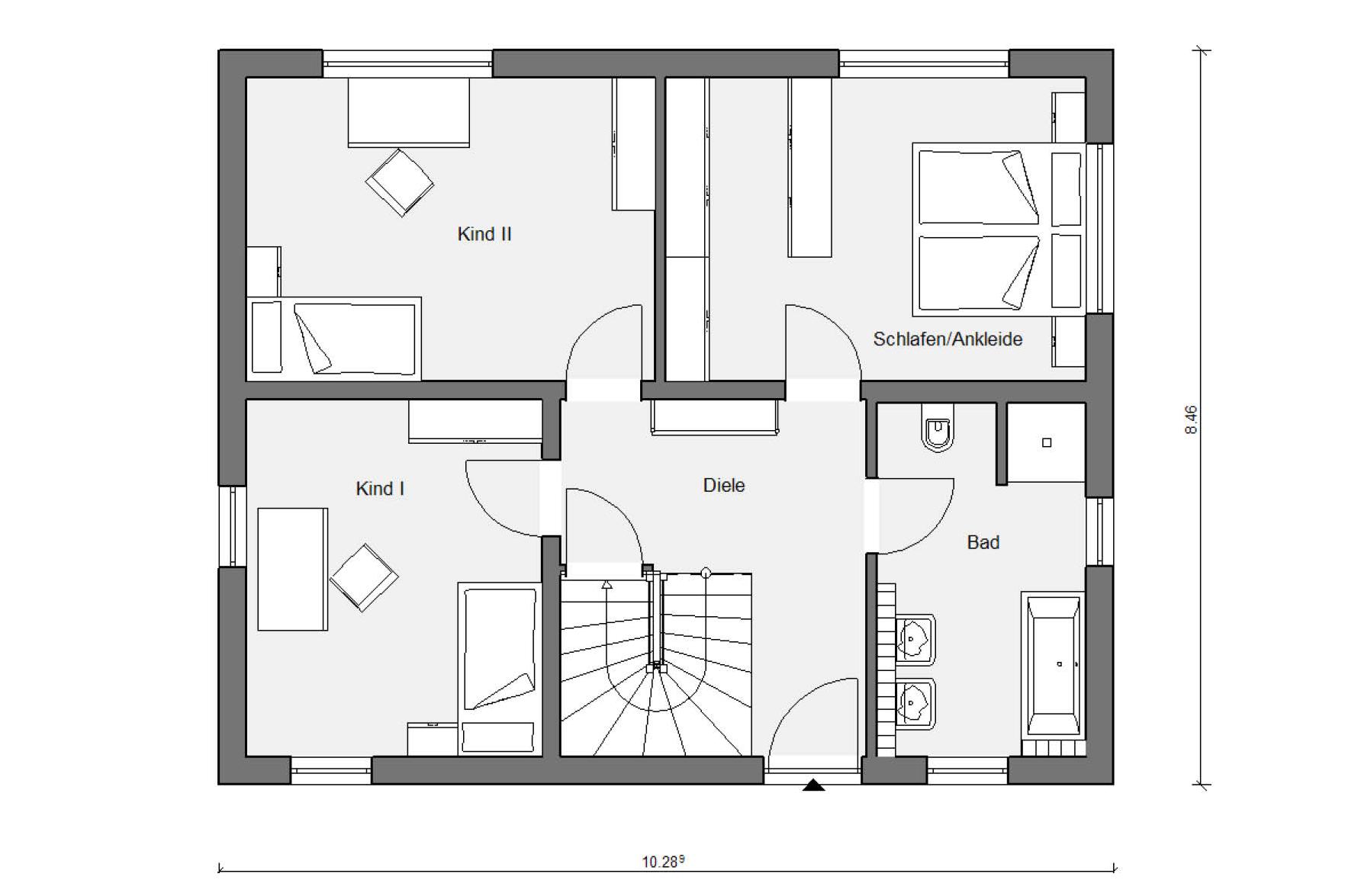 Grundriss Erdgeschoss E 15-210.1 Haus mit Extra-Wohnung