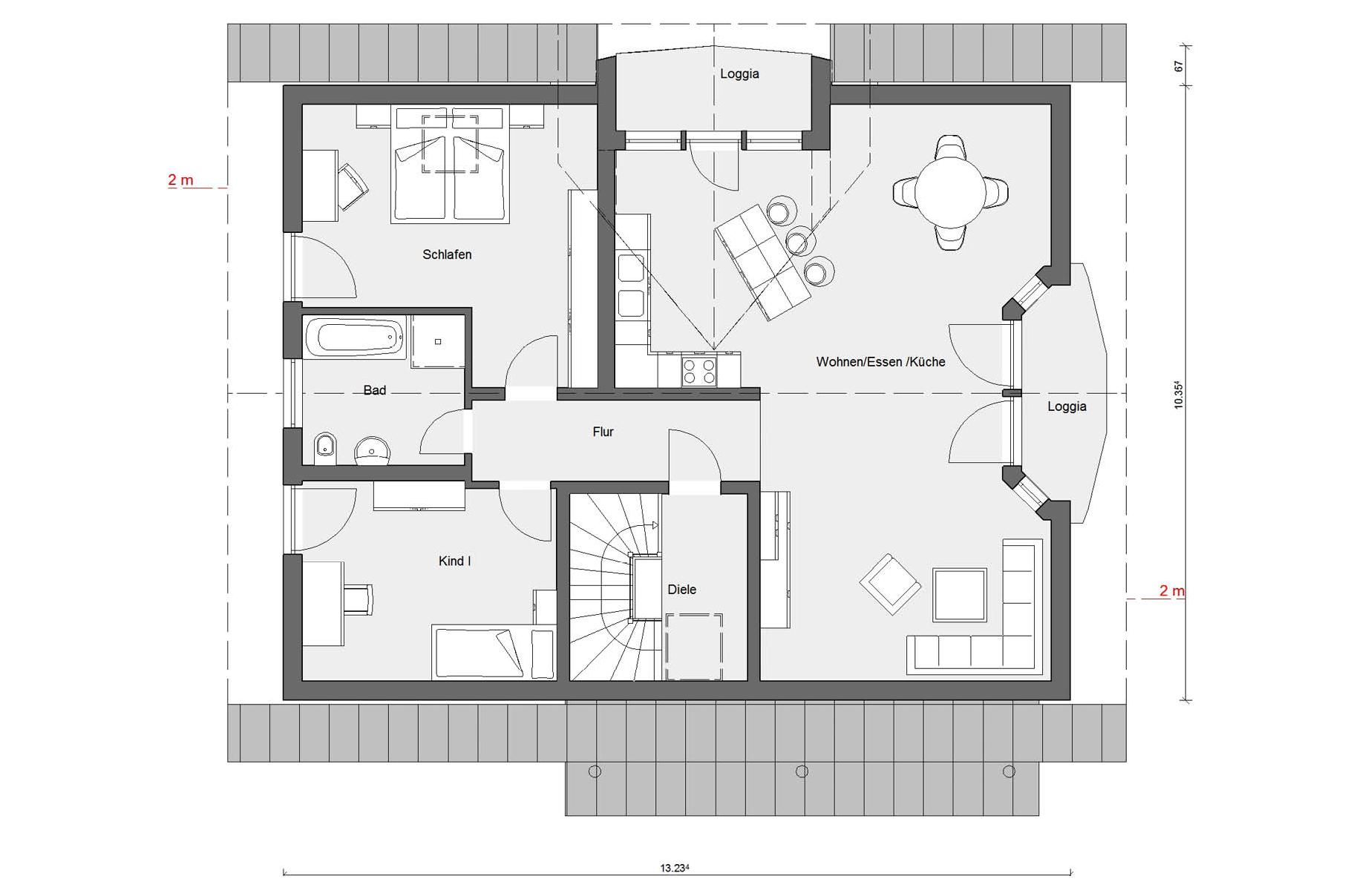 Grundriss Dachgeschoss M 15-226.1 Haus mit Einliegerwohnung