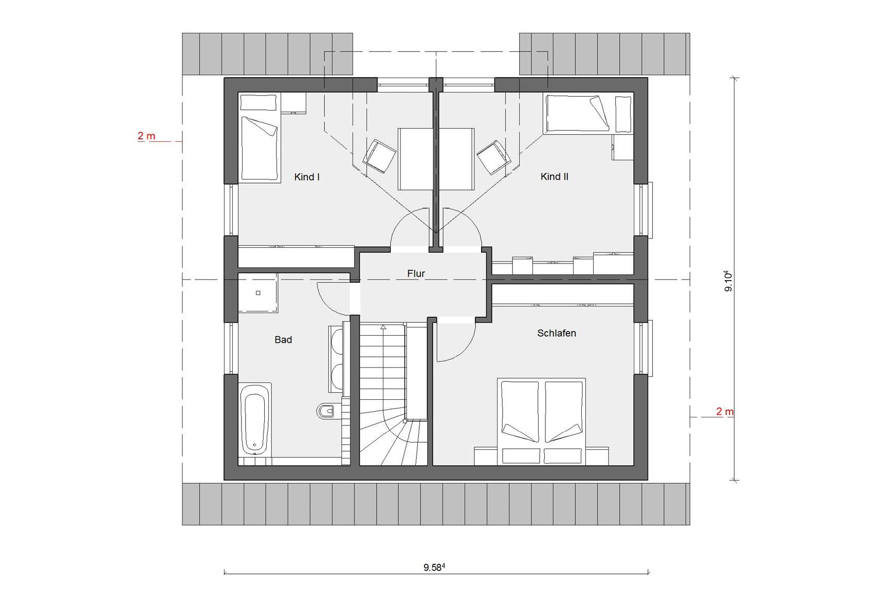 Plano del ático E 15-143.9 estilo de casa de campo bávaro