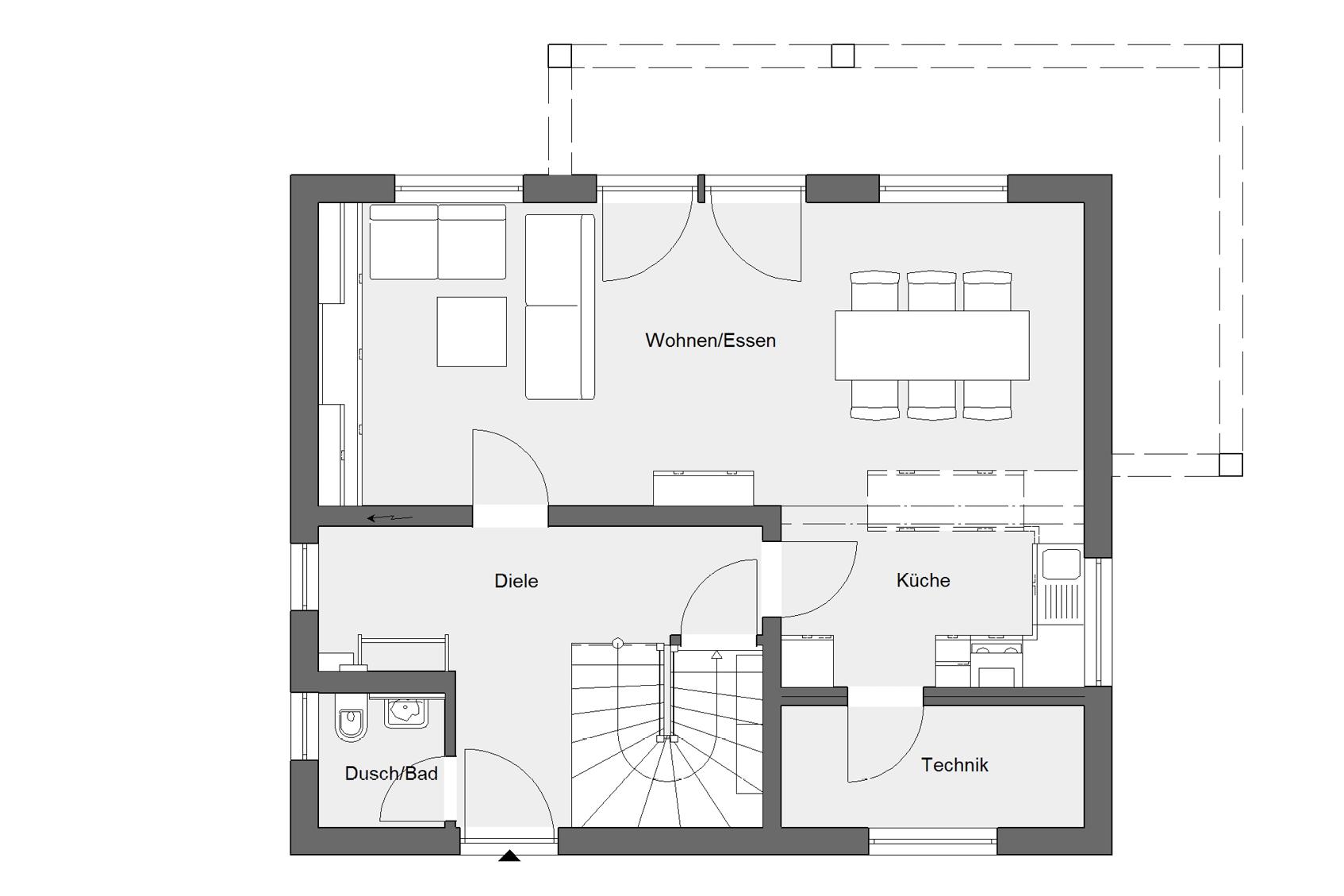 Grundriss Erdgeschoss E 20-120.4 Stadtvilla