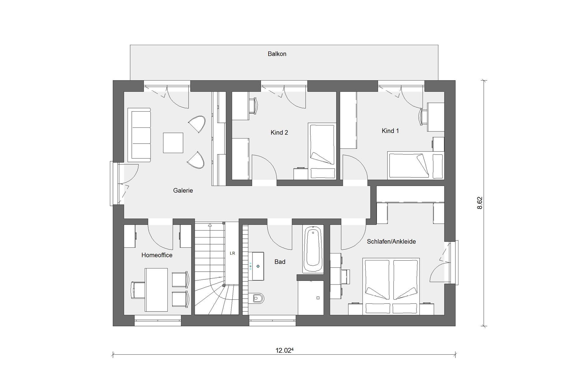 Grundriss Dachgeschoss Musterhaus Ravensburg