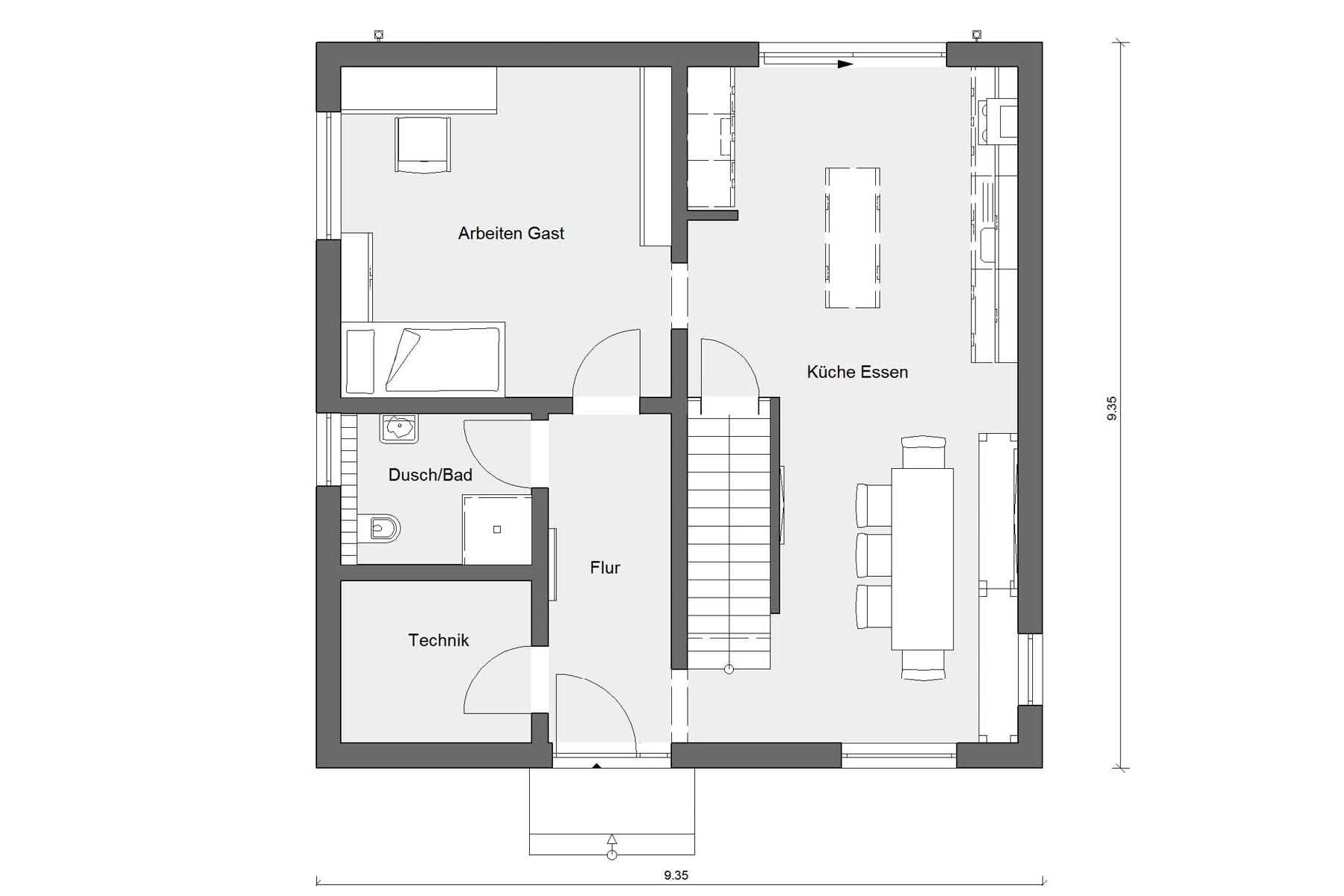 plan du rez-de-chaussée E 15-143.2 SCHÖNER WOHNEN-Haus MONO à Mannheim