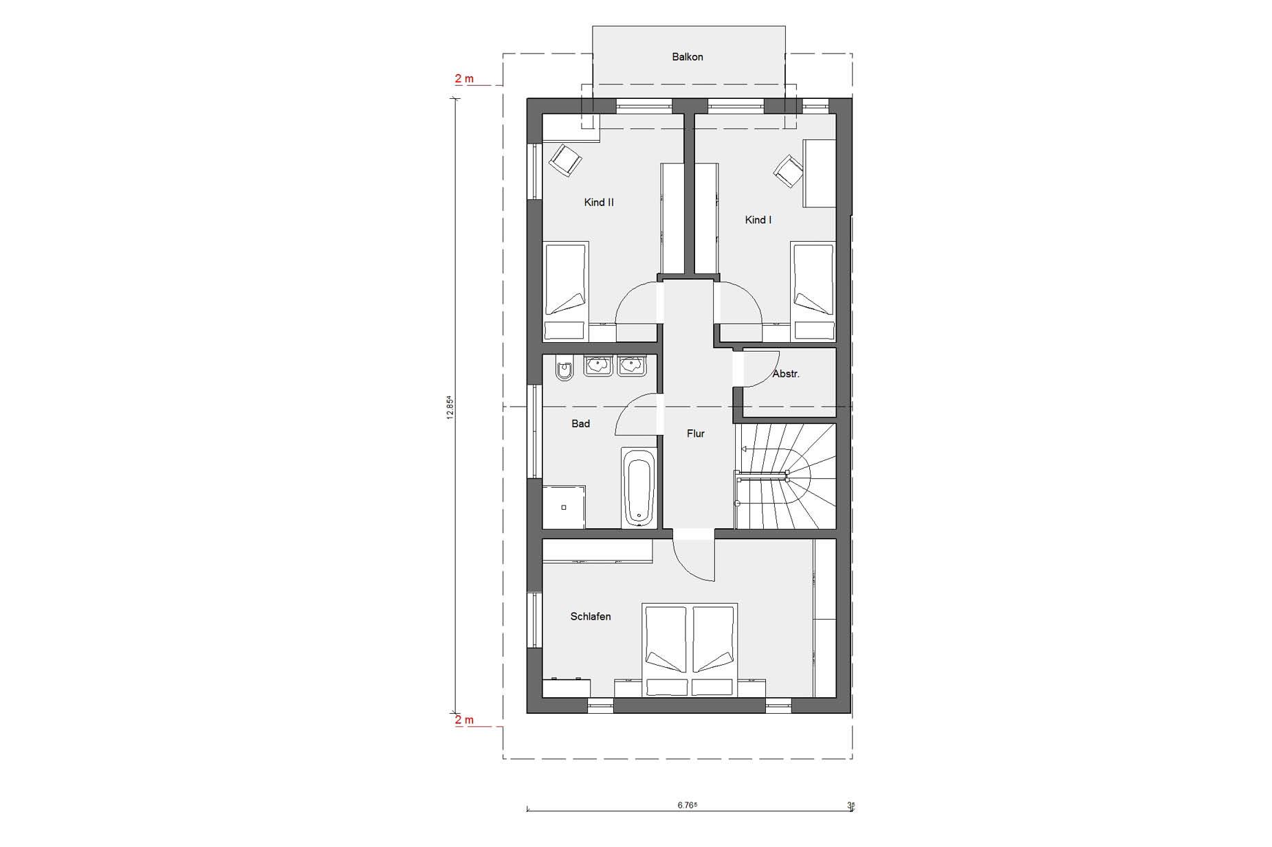 Plan d'étage premier étage D 15-216.1 Maison d’angle jumelée