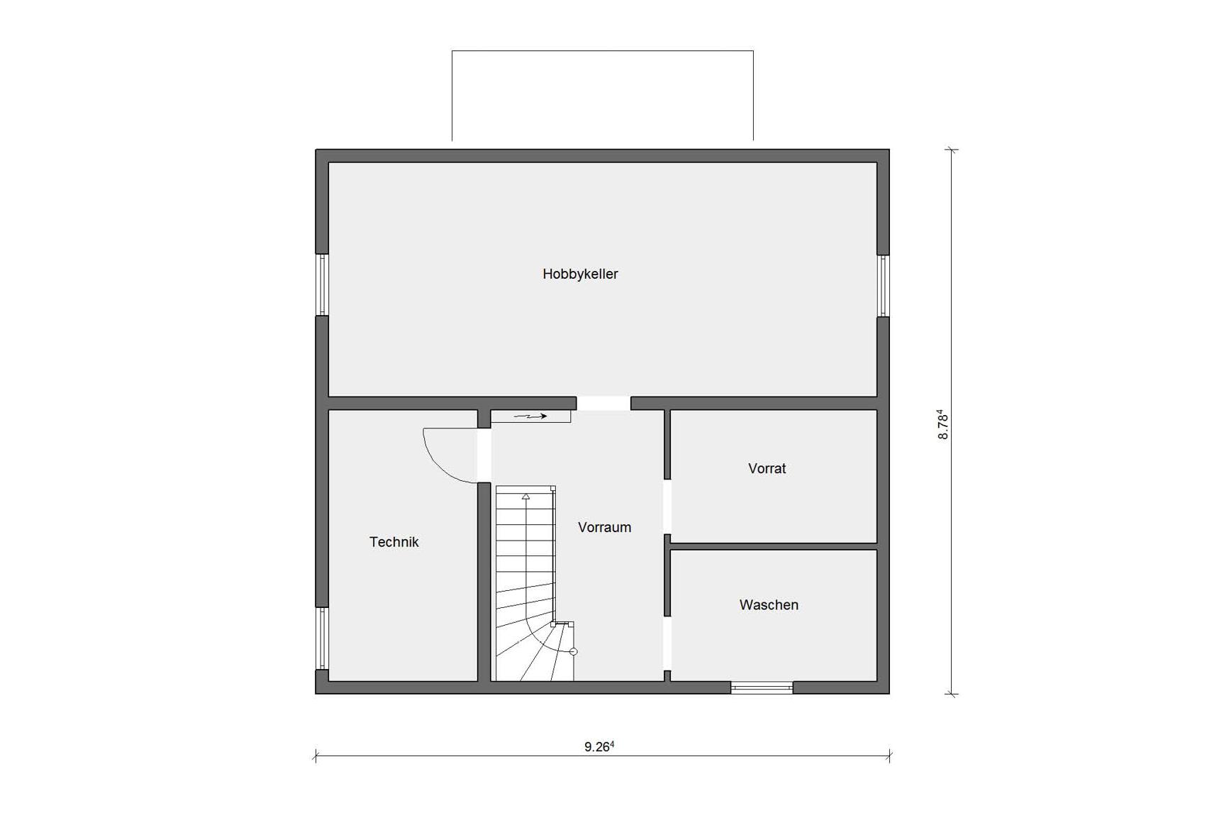 Grundriss Kellergeschoss E 15-149.5 Fertighaus mit Erker