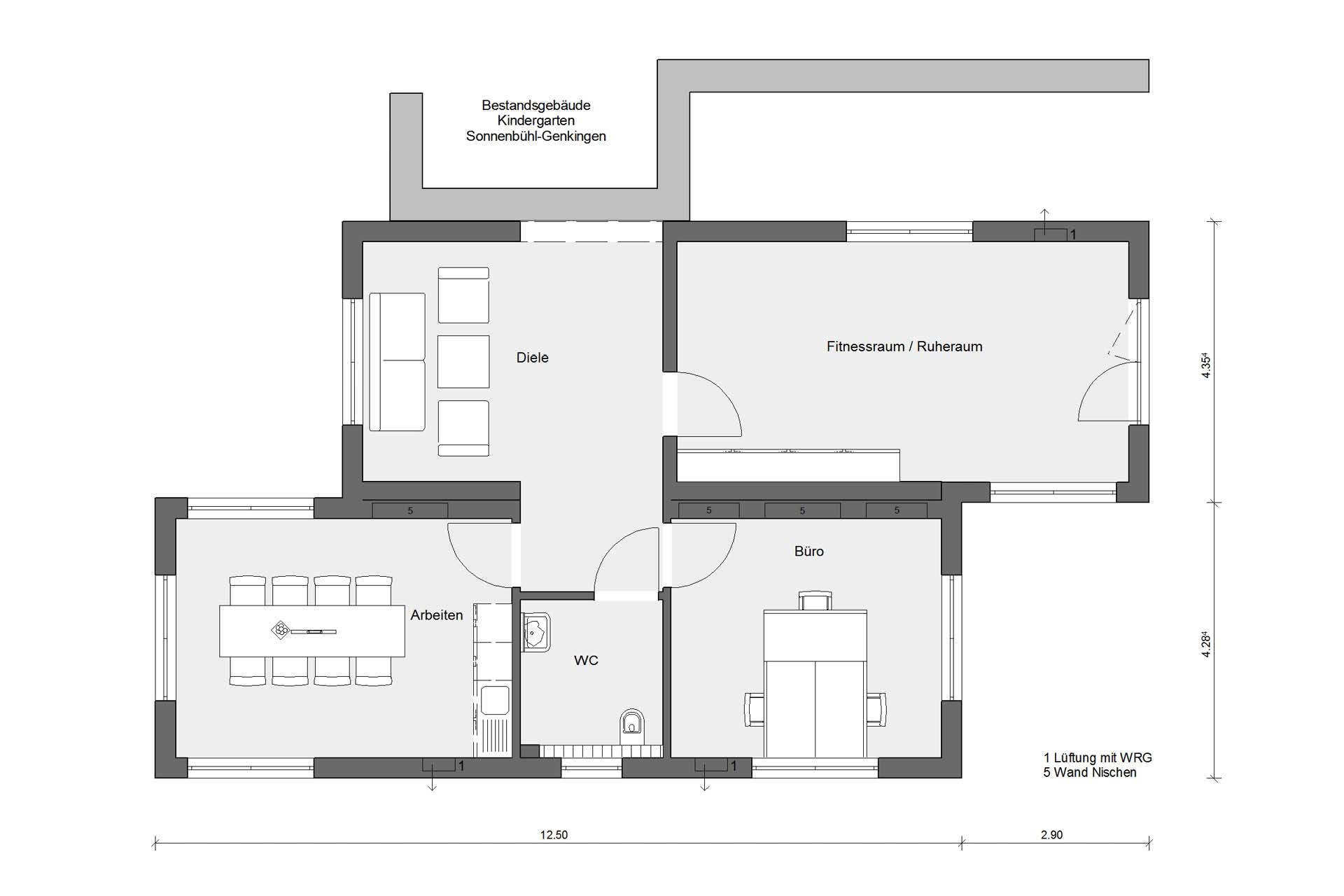 Plan d'étage maison modulaire en tant que maternelle à Genkingen F 10-089.1