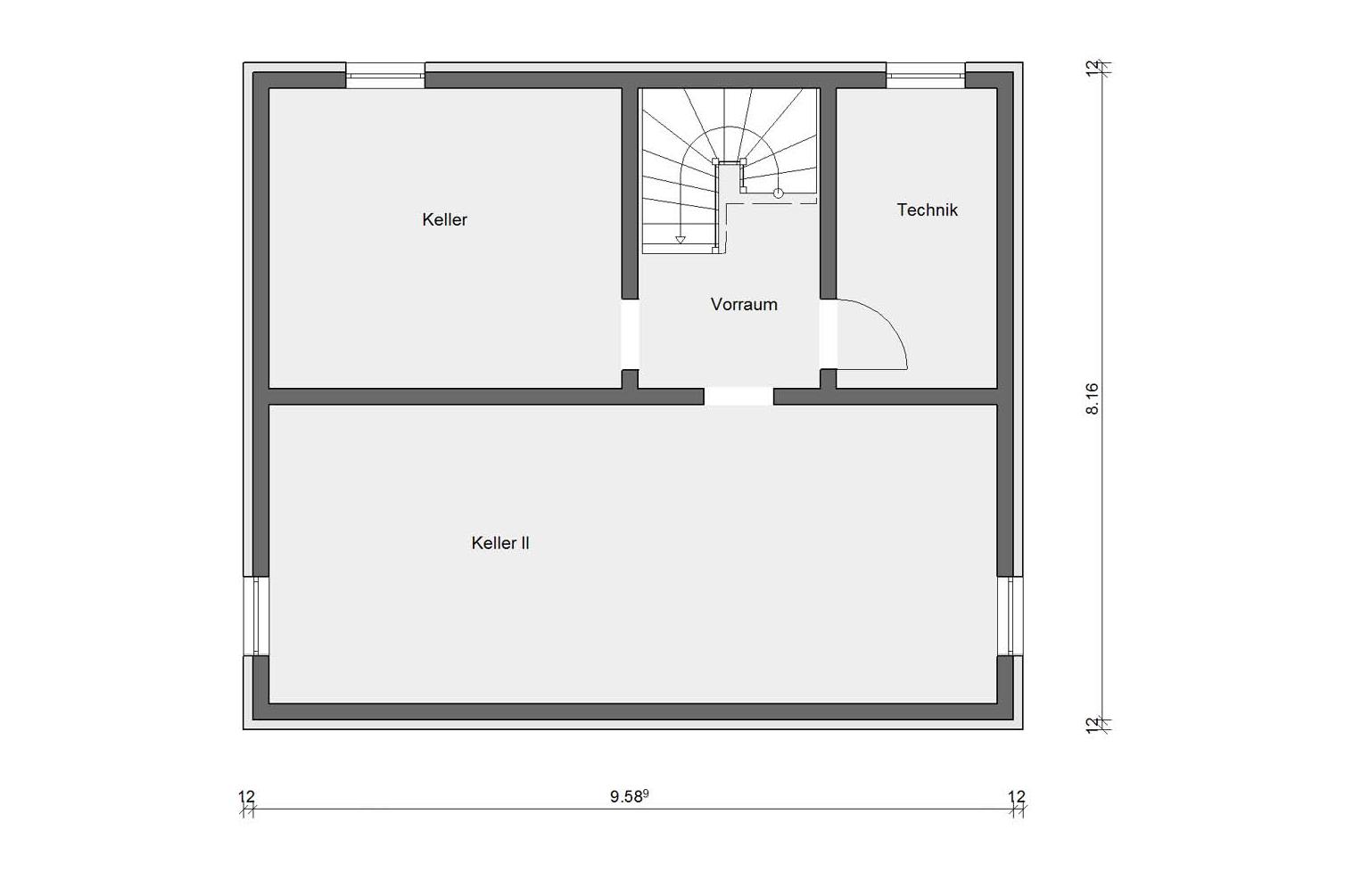 Plan d'étage cave E 15-137.4 Maison individuelle avec toit en pente